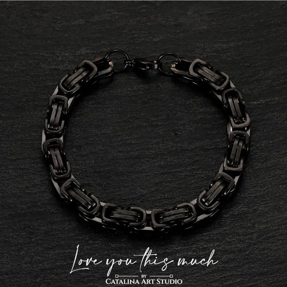 🩵⏭️NIB Black Surgical Stainless Steel Cuban Chain Link 8